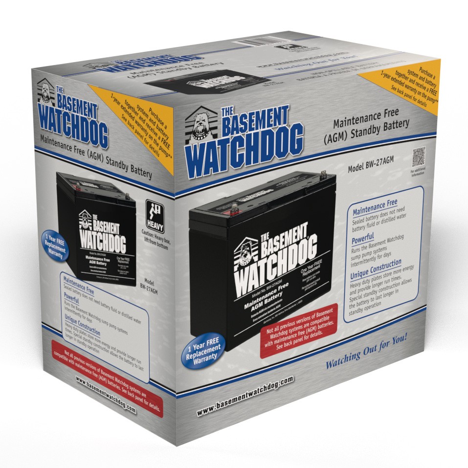 The Basement Watchdog AGM Maintenance-Free Standby Sump Pump Battery retail carton
