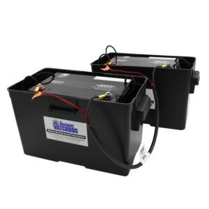 Two Basement Watchdog Maintenance Free AGM Standby Batteries (BW-27AGM) hooked up using the Parallel Jumper Cable (PJC)