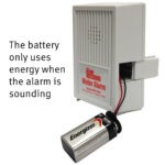 The battery inserted into The Watchdog Water Alarm only uses energy when the alarm is sounding