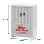 The BWD-HWA water alarm measures 3.25" L x 1.25" W x 4.25" H