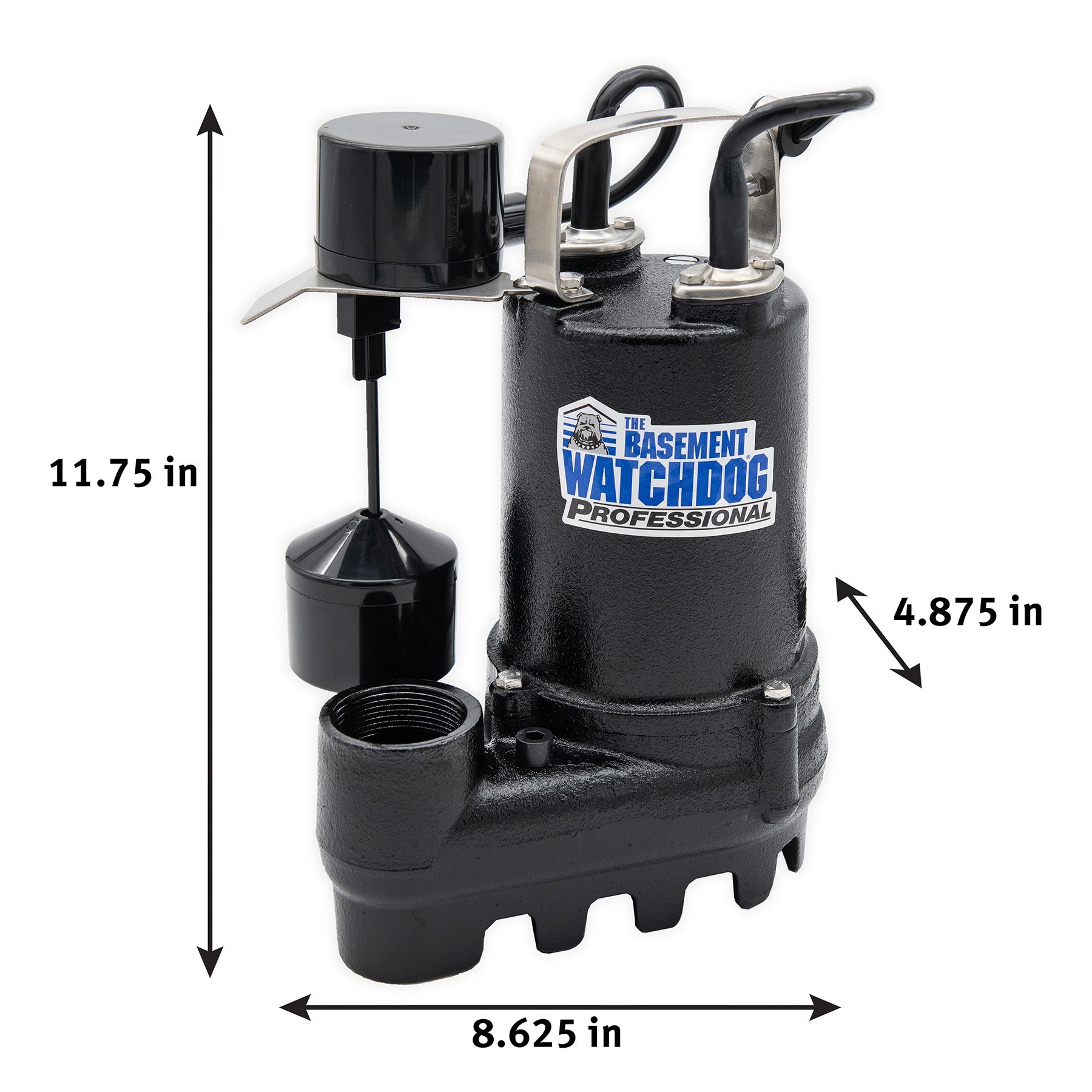 The Basement Watchdog SI-33V Primary Pump with Exterior Dimensions