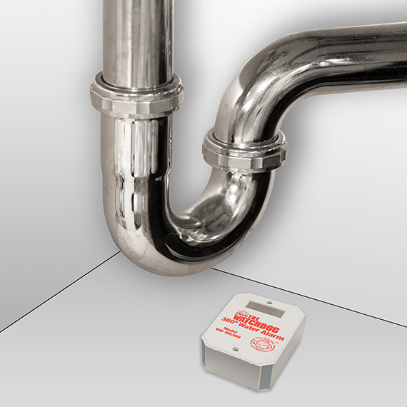 The Basement Watchdog BW-WA360 water alarm used under a sink