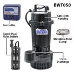 The Basement Washdog BWT050 ½ HP AC Primary Pump with Dual Float Switch and Controller labeled