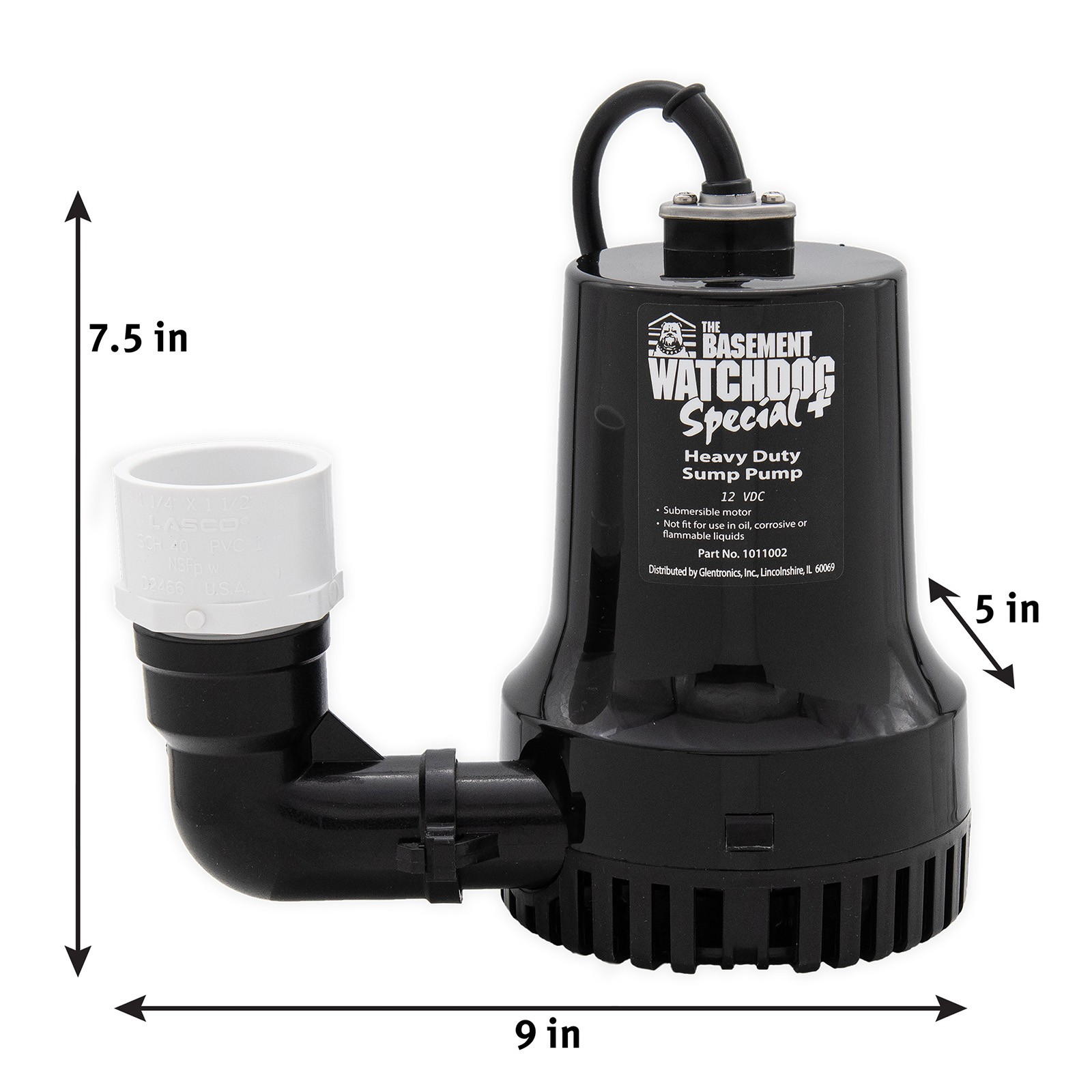 The Basement Watchdog Special (BWSP) battery backup sump pump dimensions