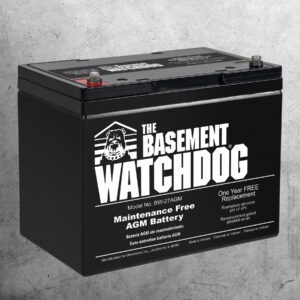 The Basement Watchdog Emergency (Model BWE) battery backup sump pump is designed to be used in conjunction with our maintenance-free AGM battery (Model BW-27AGM)