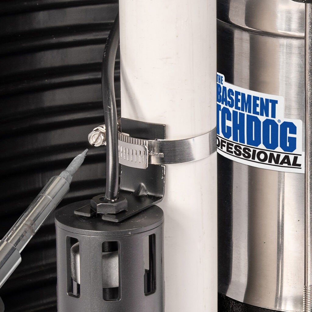 The Basement Watchdog Universal Dual Float Switch (BWC1) installs with just a few twists of a screwdriver using the included stainless-steel hose clamp.