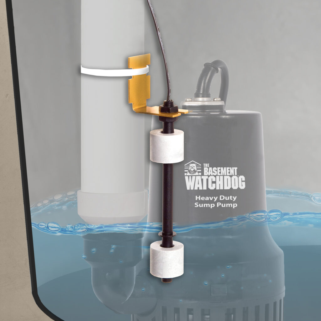 The Basement Watchdog Special (BWSP) backup pump with Dual Float Switch for reliable activation of the pump