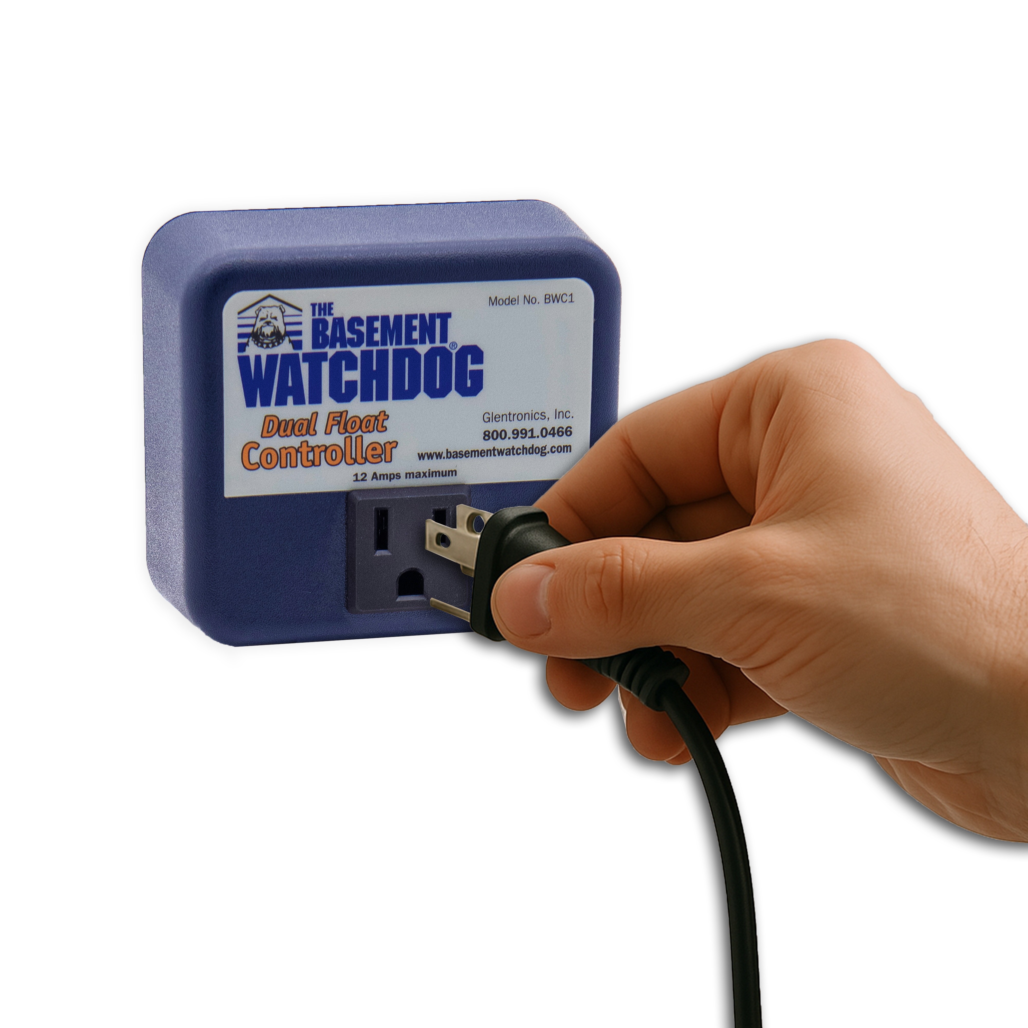 The primary pump's power cord must be plugged into the front of the BWC1 controller unit