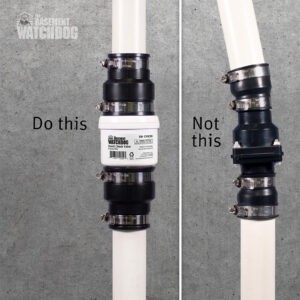 The design of The Basement Watchdog Quiet Check Valve (BW-CVK20) allows the discharge pipe to be seated inside the PVC section of the check valve for extra stability and a more secure installation.