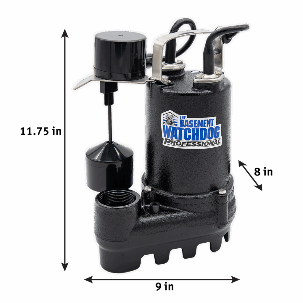 The Basement Watchdog SI-33V Primary Pump with Exterior Dimensions L 9