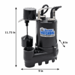 The Basement Watchdog SI-33V Primary Pump with Exterior Dimensions L 9