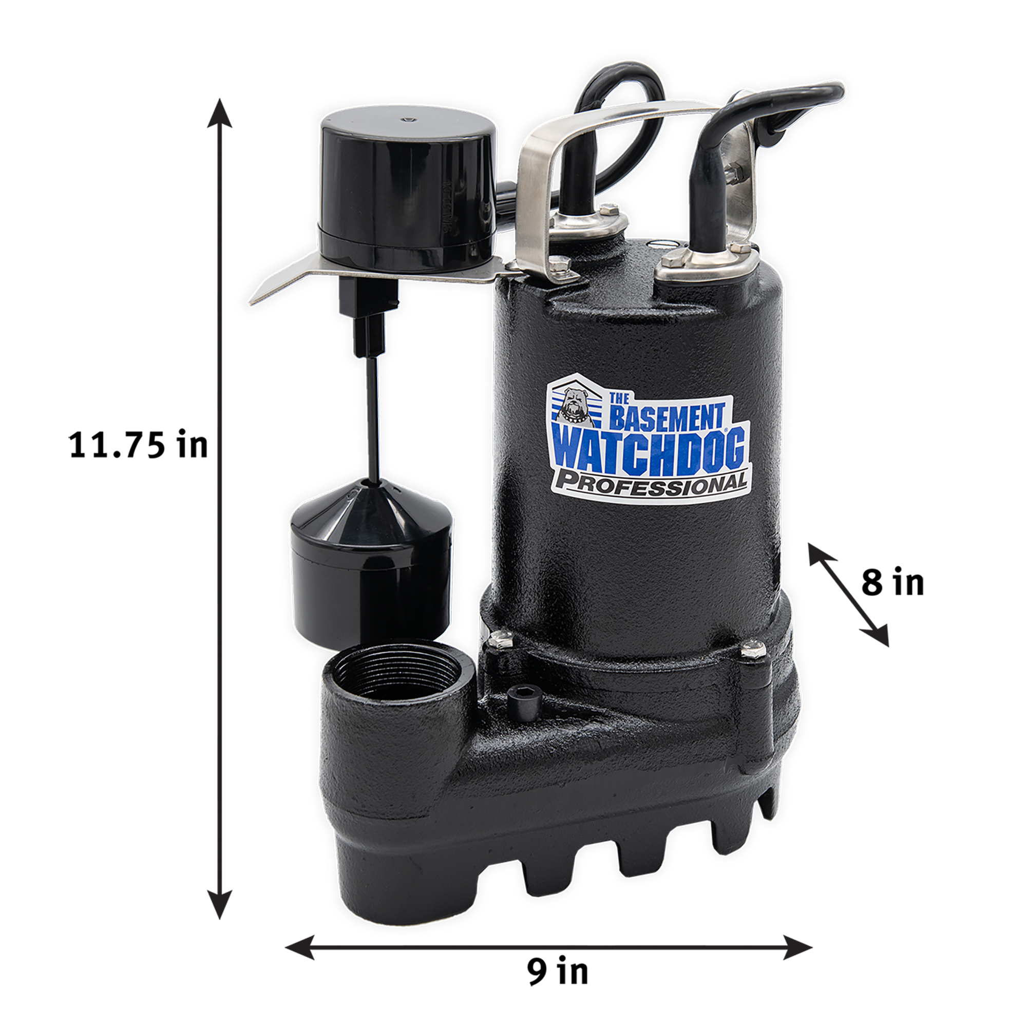 The Basement Watchdog SI-33V Primary Pump with Exterior Dimensions L 9