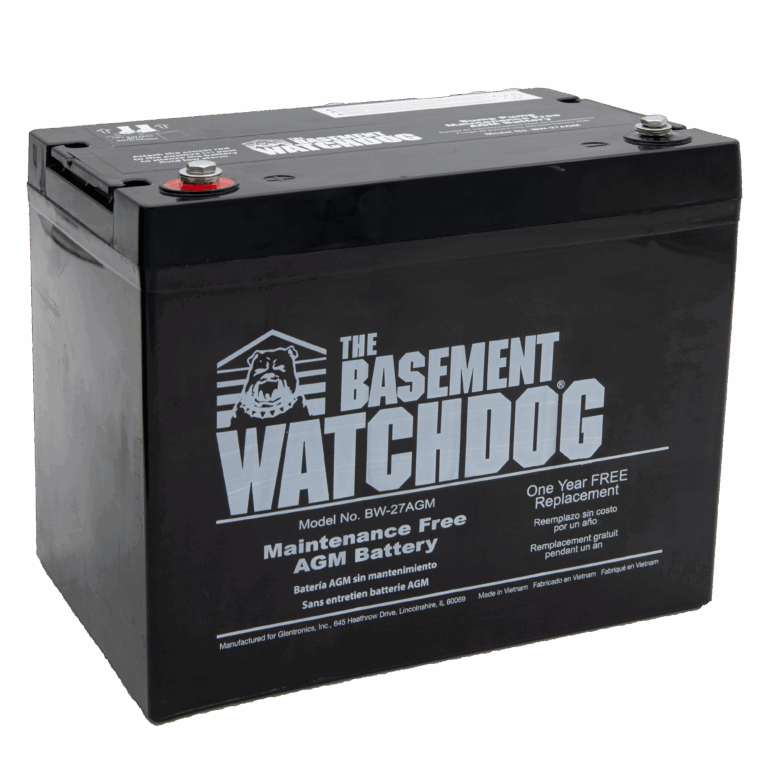 The Basement Watchdog maintenance-free standby battery (BW-27AGM) facing right