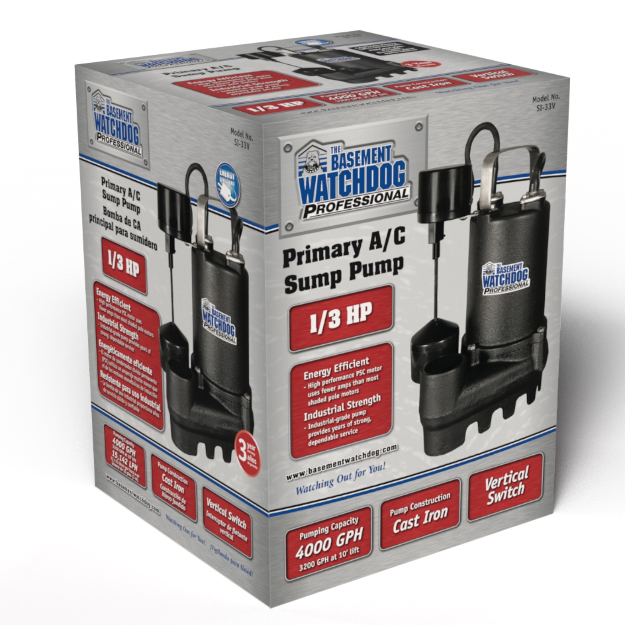 The Basement Watchdog SI-33V AC primary sump pump retail carton